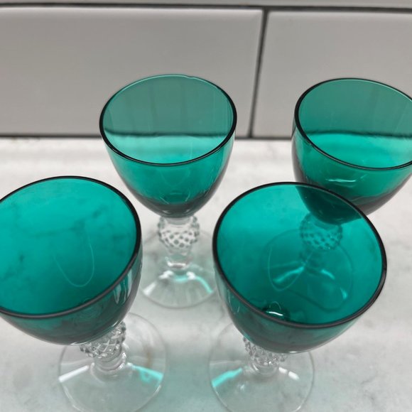 (4) Vintage Cordial Glass Golf Ball Stiegel Green by MORGANTOWN 1939-1971 - Picture 4 of 7